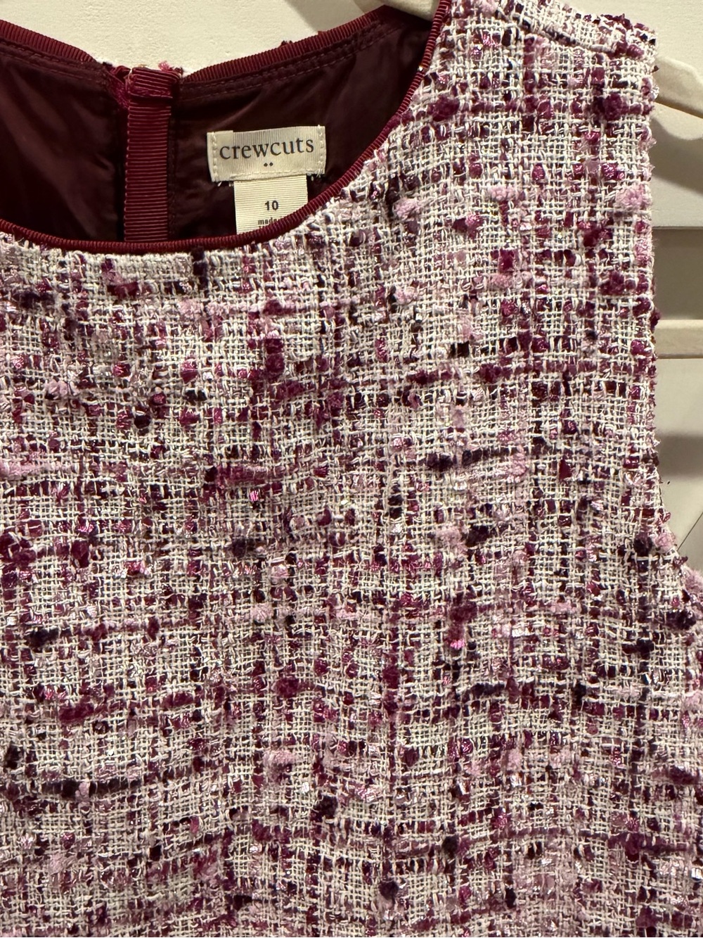 Crewcuts by J.Crew Girls’ Girly Tweed Shift Dress Pink Burgundy Size 10 - Picture 8 of 11